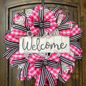Welcome Wreath Pink Wreath